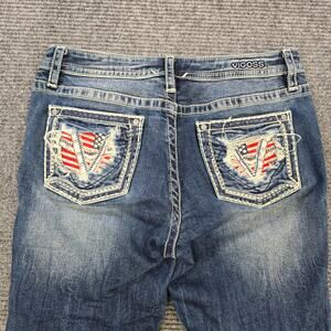 Vigoss Capri Womens 8 Blue Distressed Flap Pocket Stretch